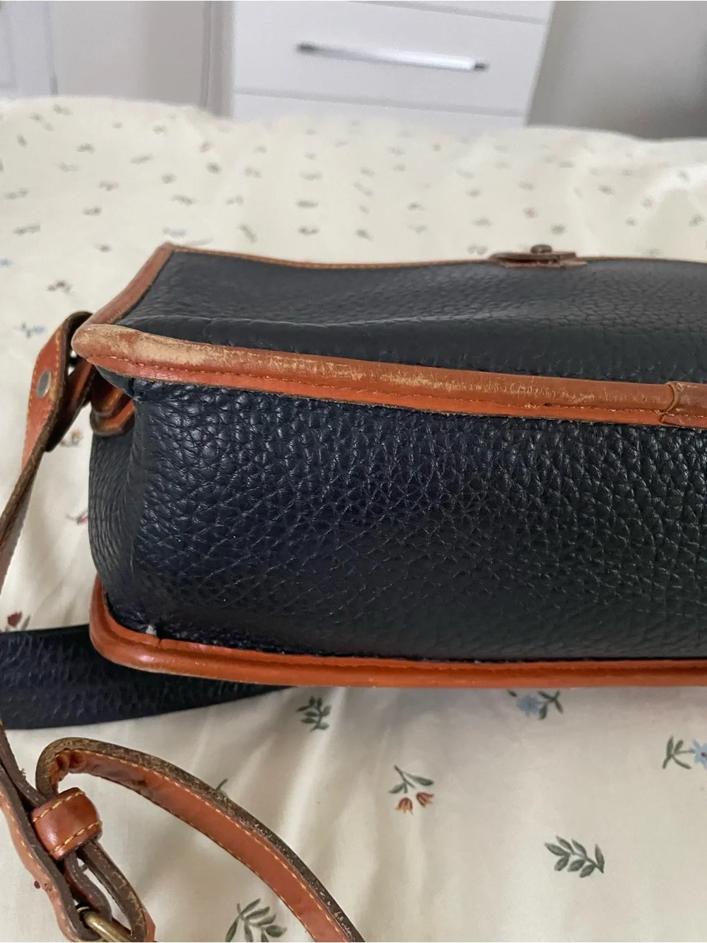 Dooney & Bourke Black with Brown Leather Trim Messenger Bag